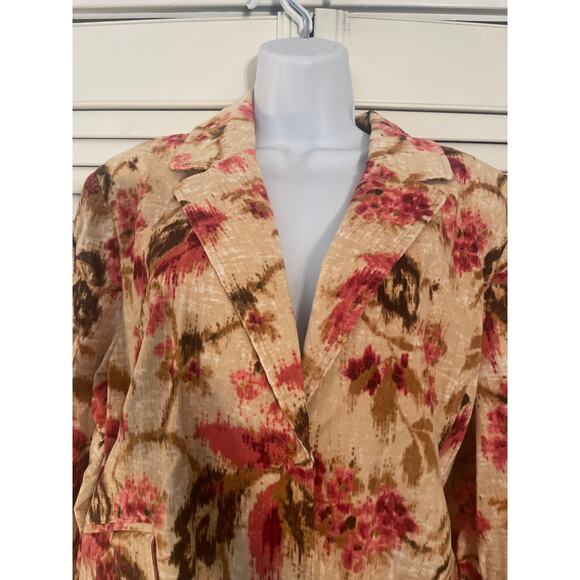 J Jill Floral Suede Like Blazer Size XL Multicolor Button Down Long Sleeve - Picture 2 of 8